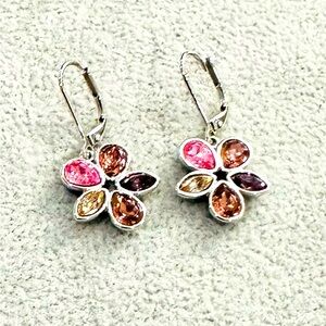 Touchstone Crystal Swarovski Secret Garden Blush Antique Rose Earrings